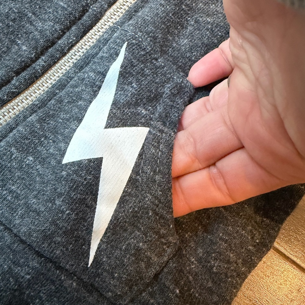 Designer From Denny’s!  Charcoal Gray Kids Hoodie with Fun Patches - Picture 5 of 10